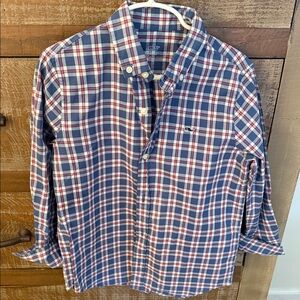 Vineyard Vines Boys Classic Plaid Shirt - Blue and Red